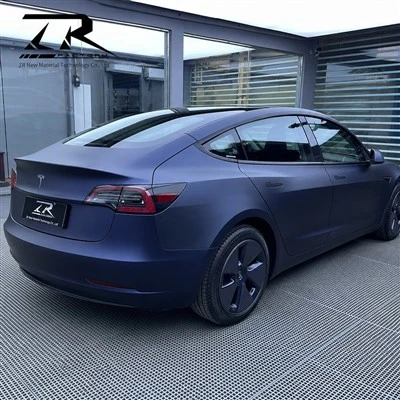 TPU Matte Black Phantom Blue 7.5 Mil Car Color Change Wrap Film