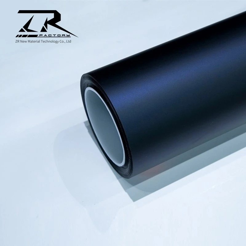 TPU Matte Black Phantom Blue 7.5 Mil Car Color Change Wrap Film suppliers